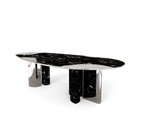 Ophelia Oval Carrara Marble & Gold Dining Table