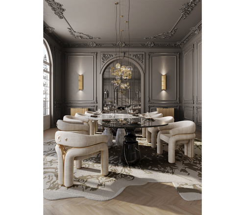 Elara Curved Sculptural Polished Brass Luxury Dining Chair