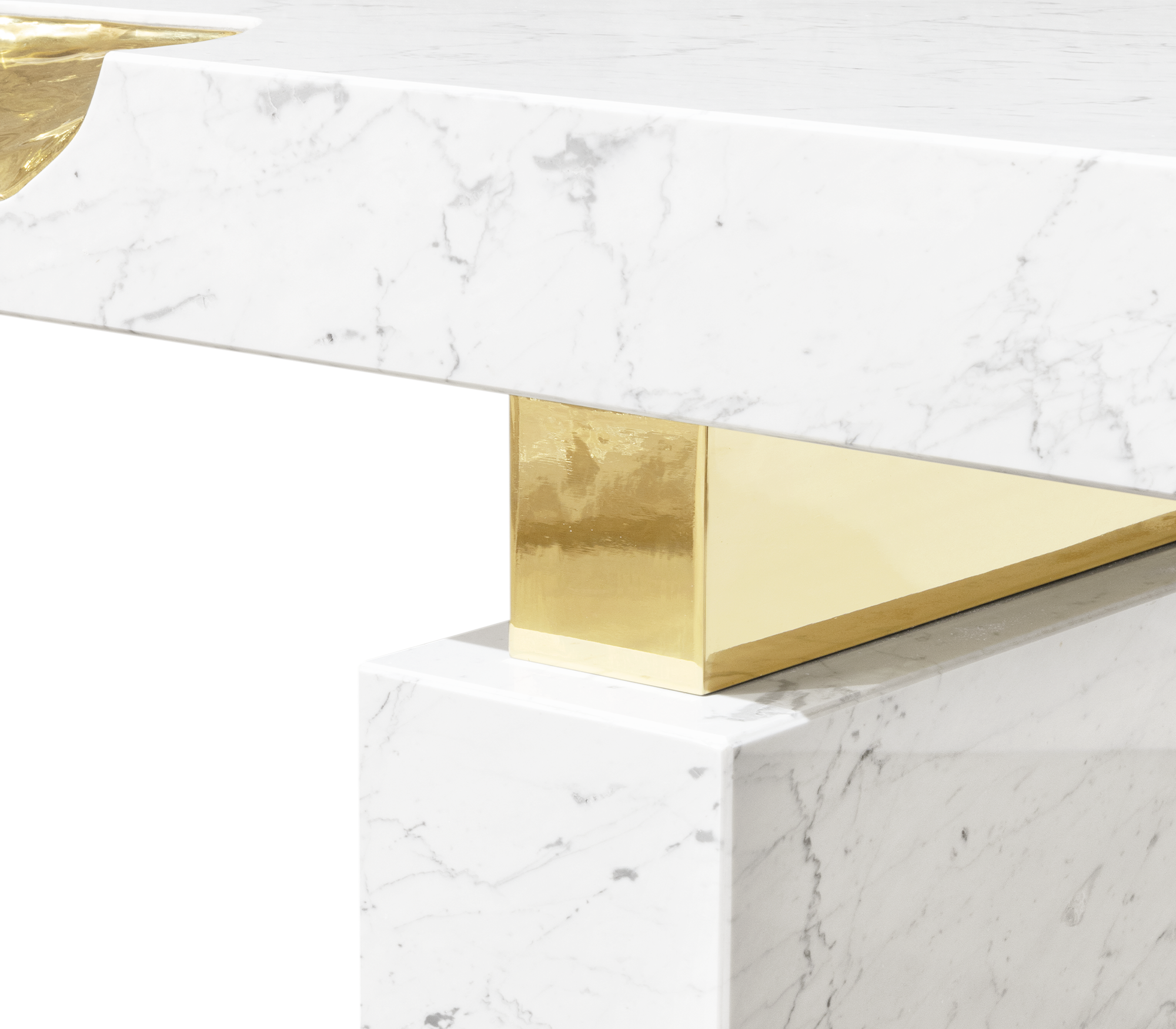 Empire Cracked Brass Inlay Marble Luxury Desk