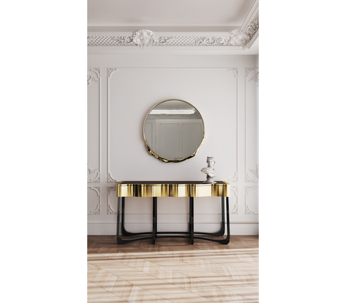 Sinuous Consoles Patina Brass Wave Entryways Cabinet Table