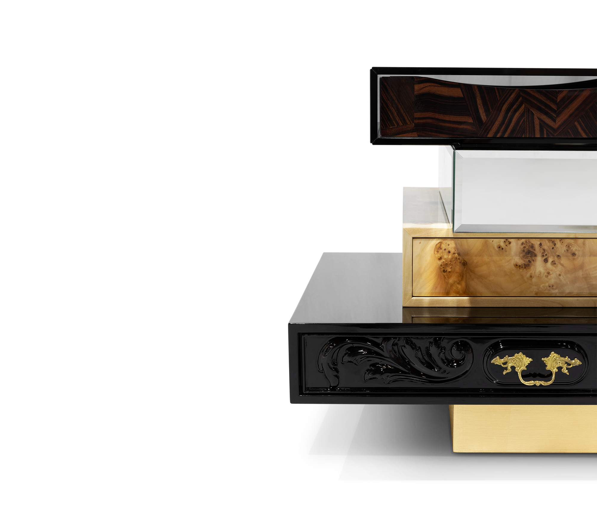 Frank Surreal Multi-Veneer Layered Luxury Nightstand