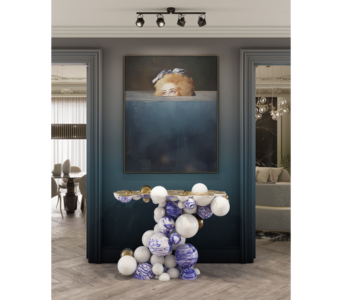 Newton Consoles Azulejo Sculptural Entryways Cabinet Table