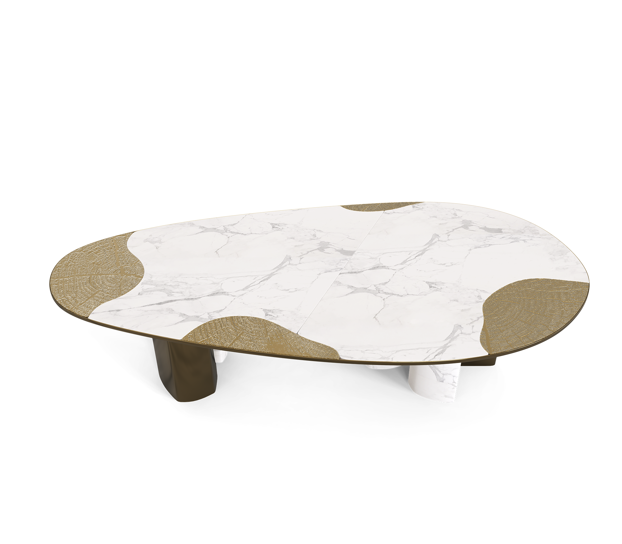 Ophelia Oval Carrara Marble & Gold Dining Table
