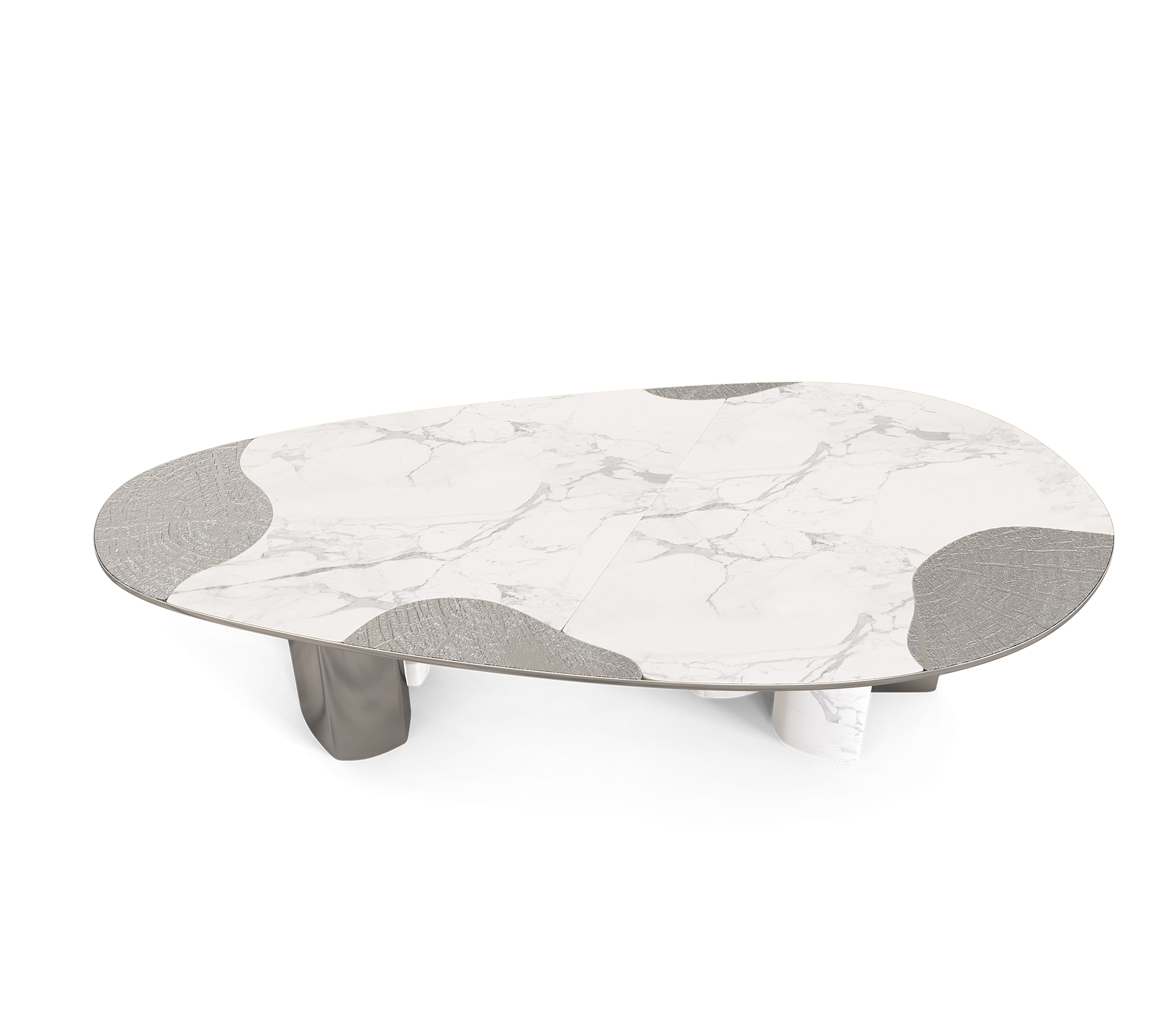 Ophelia Oval Carrara Marble & Gold Dining Table