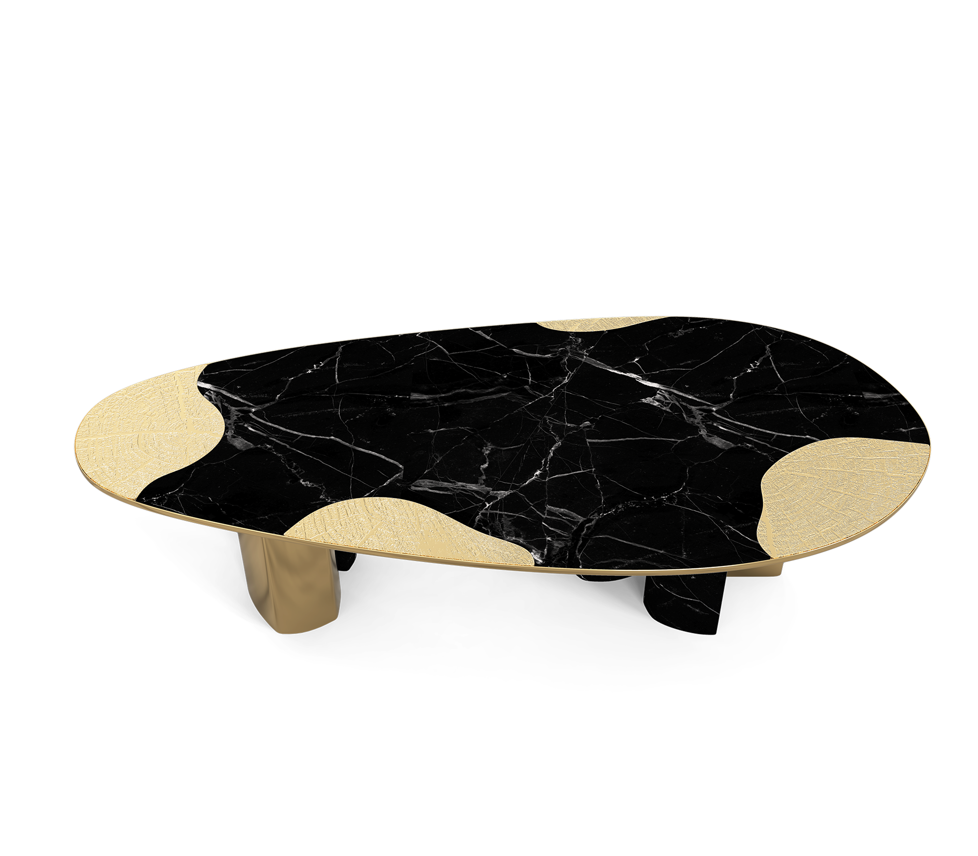 Ophelia Oval Carrara Marble & Gold Dining Table