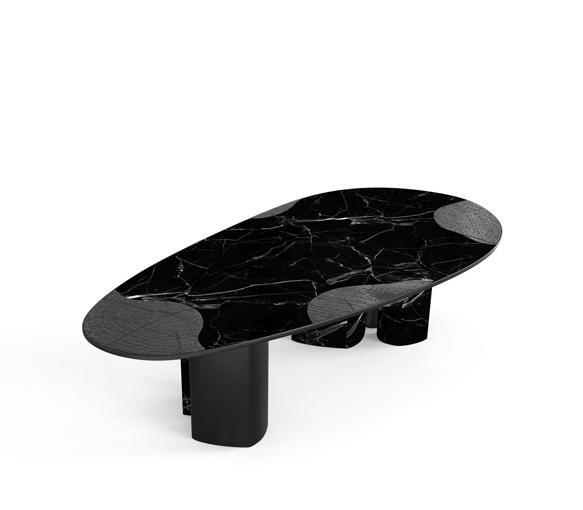 Ophelia Oval Carrara Marble & Gold Dining Table