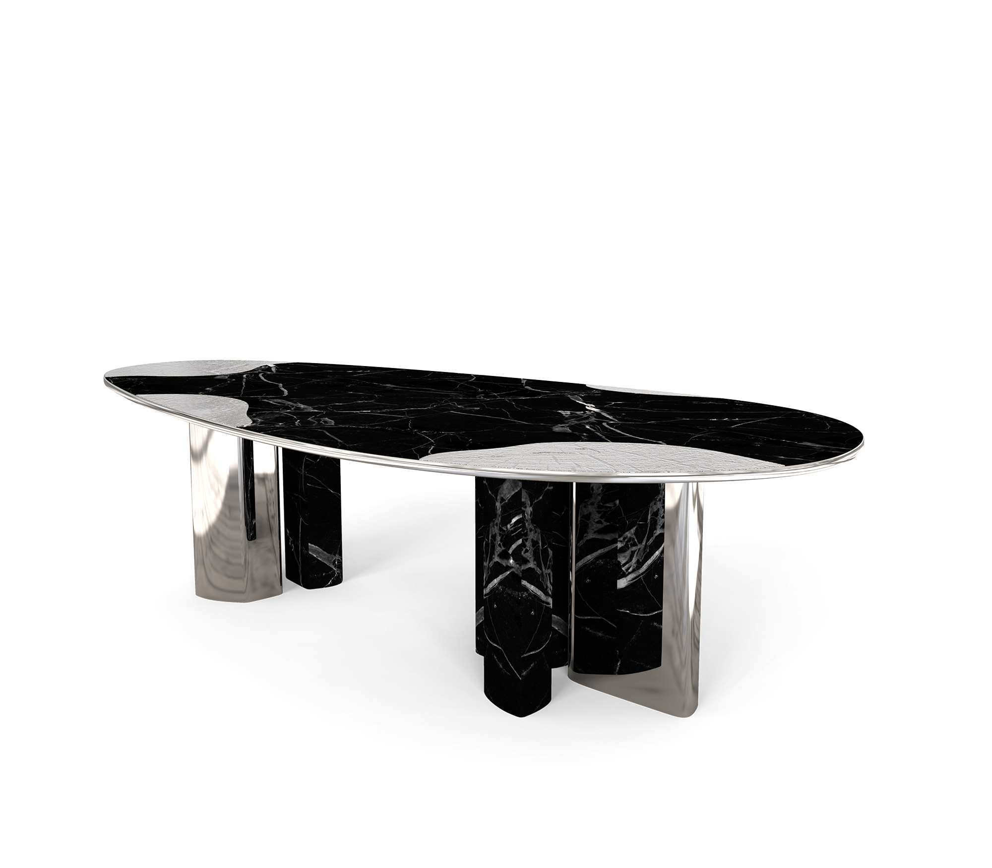 Ophelia Oval Carrara Marble & Gold Dining Table