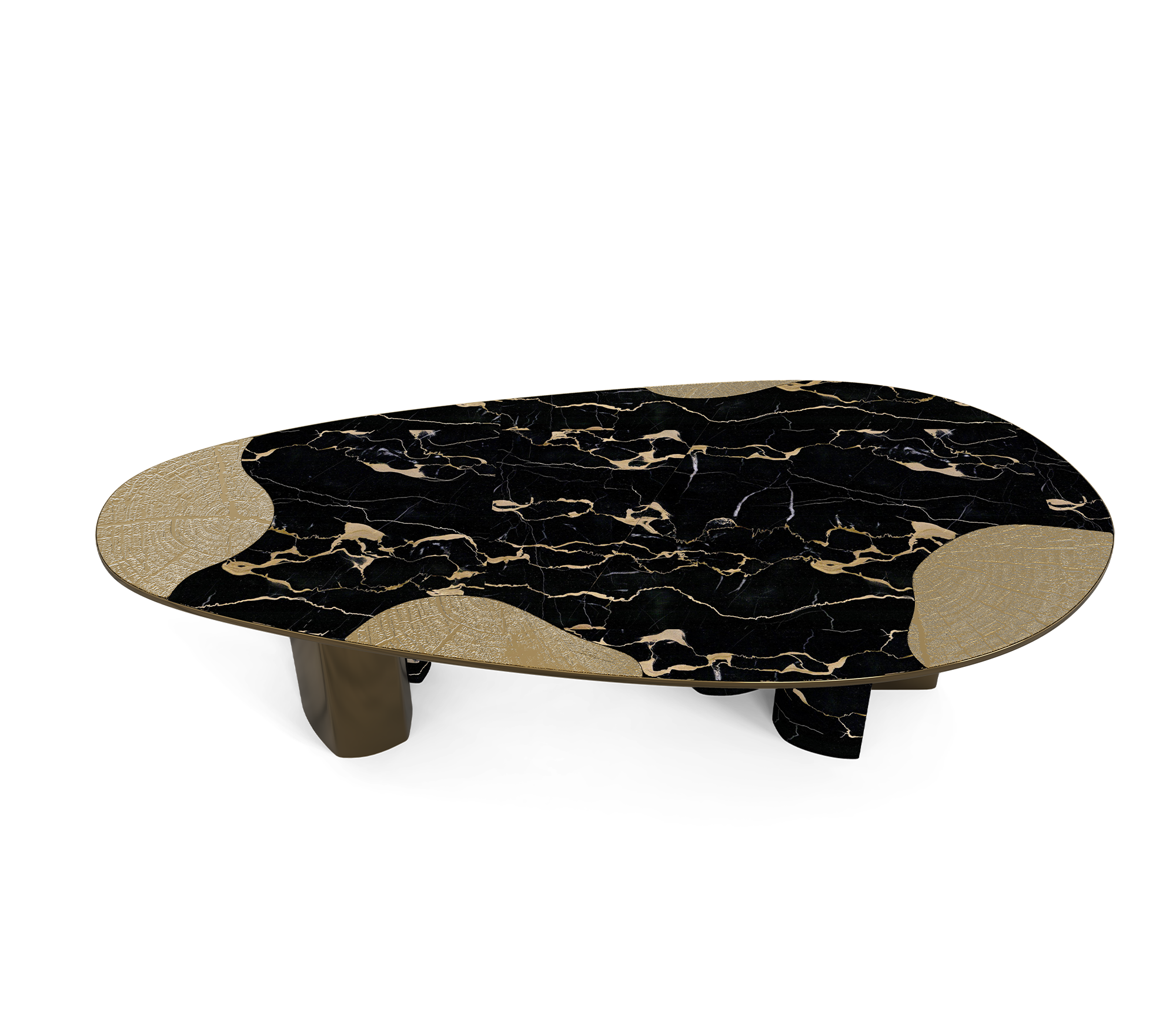 Ophelia Oval Carrara Marble & Gold Dining Table