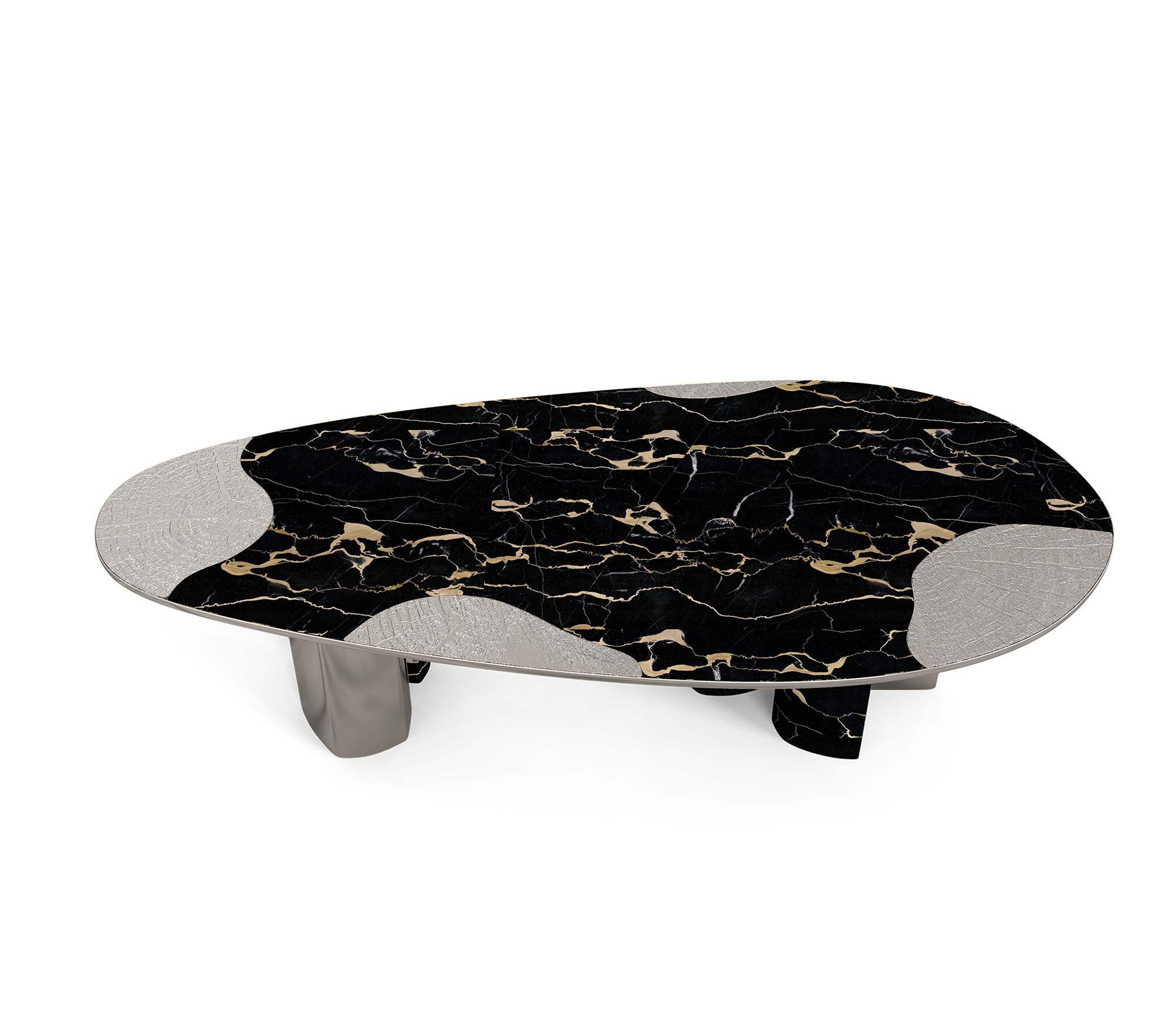 Ophelia Oval Carrara Marble & Gold Dining Table