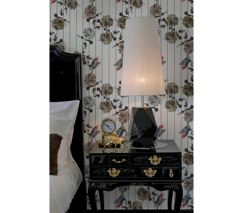York Right Baroque High Gloss Black Luxury Nightstand