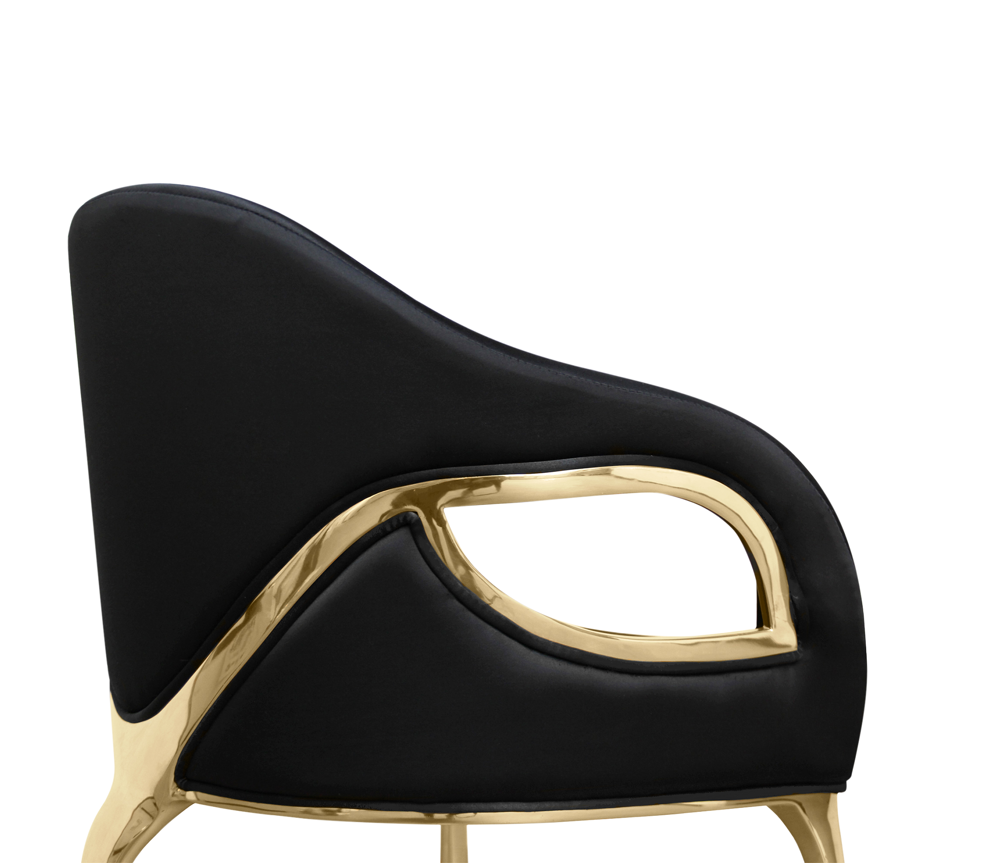 Chandra Cutout Polished Brass Velvet Dining Chair