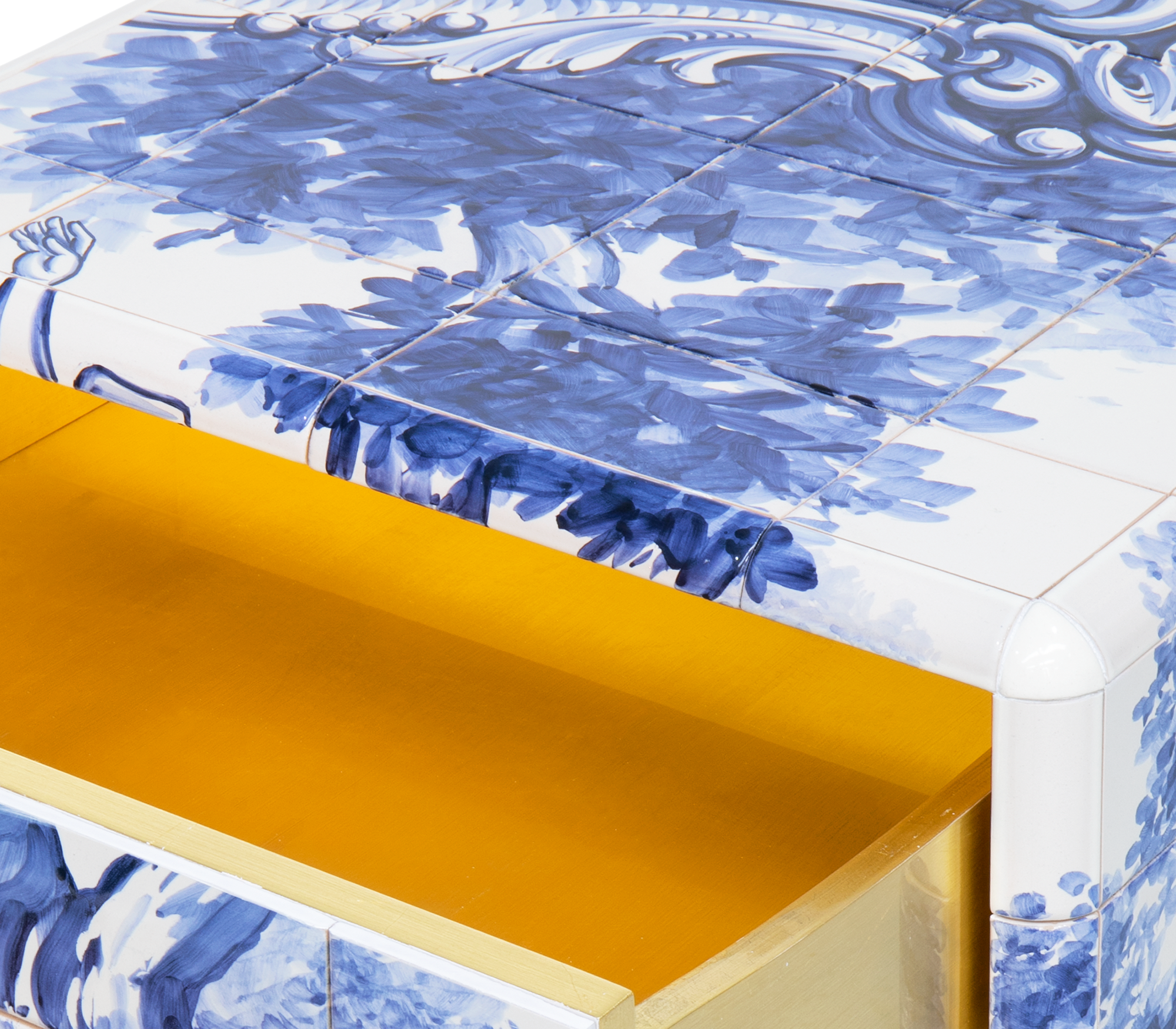 Heritage Azulejo Hand-Painted Ceramic Small Luxury Nightstand