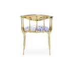 Nº 11 Azulejo Print Polished Brass Heritage Chair