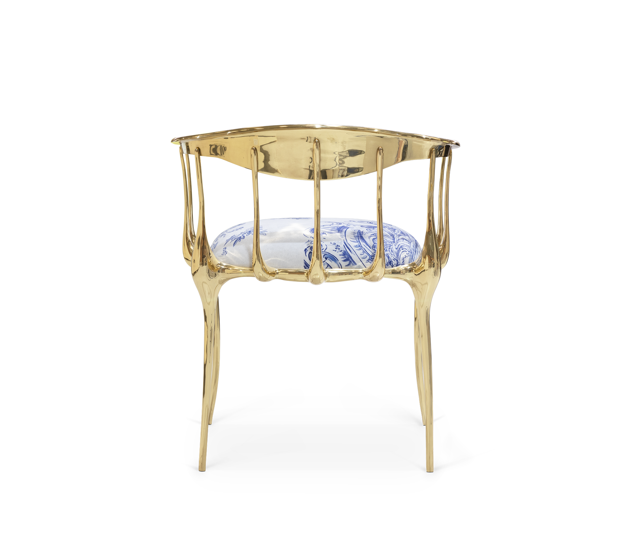 Nº 11 Azulejo Print Polished Brass Heritage Chair