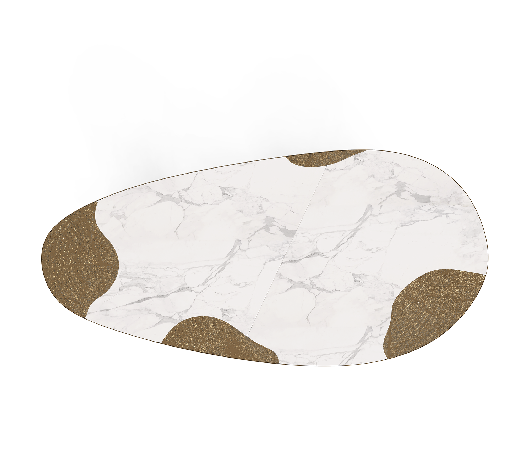 Ophelia Oval Carrara Marble & Gold Dining Table