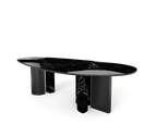 Ophelia Oval Carrara Marble & Gold Dining Table