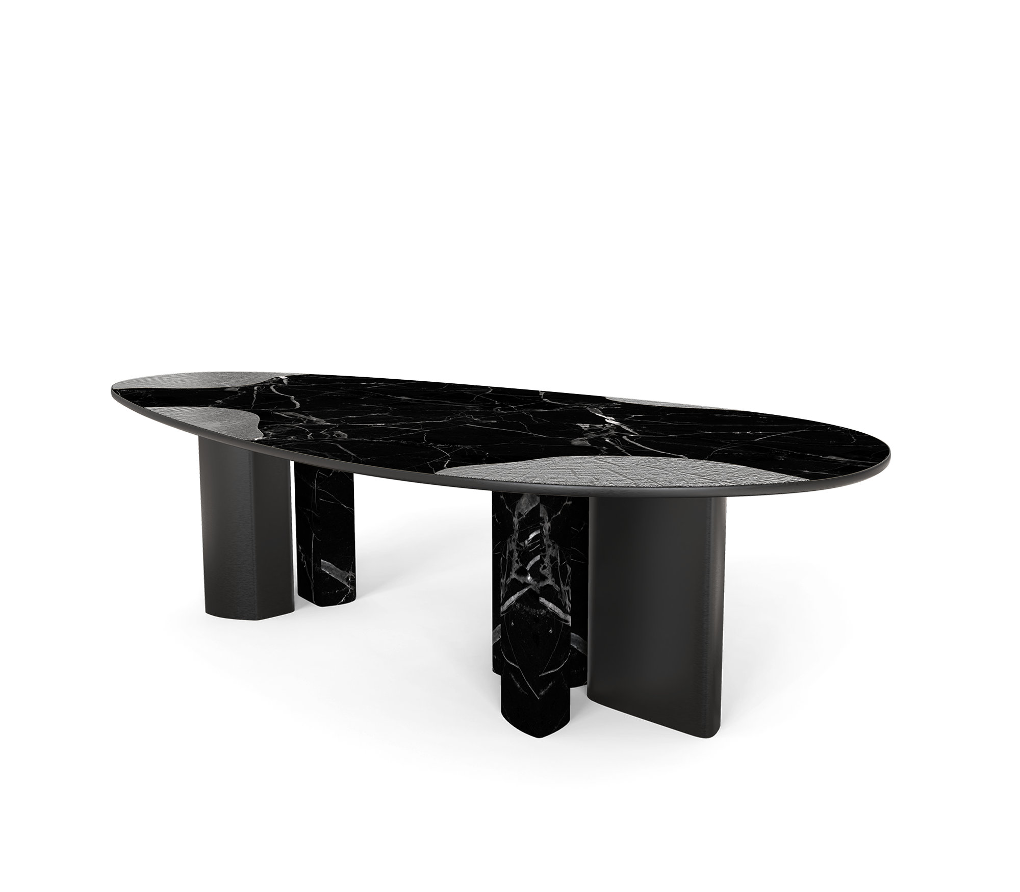 Ophelia Oval Carrara Marble & Gold Dining Table