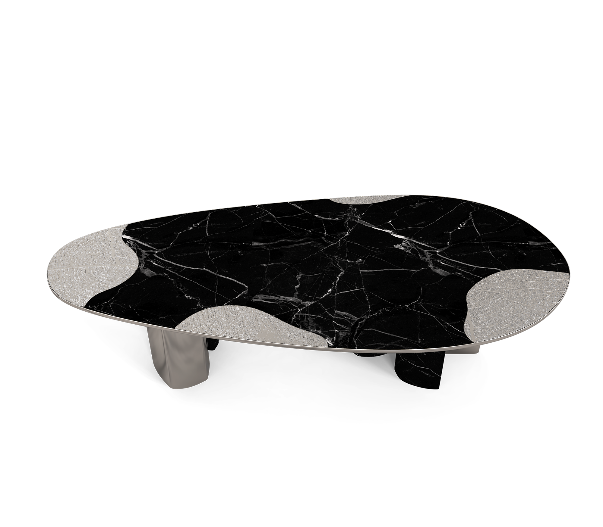 Ophelia Oval Carrara Marble & Gold Dining Table