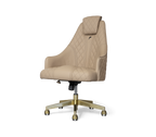 Atlas Diamond Stitch Leather Executive Office Chair with Brass Base