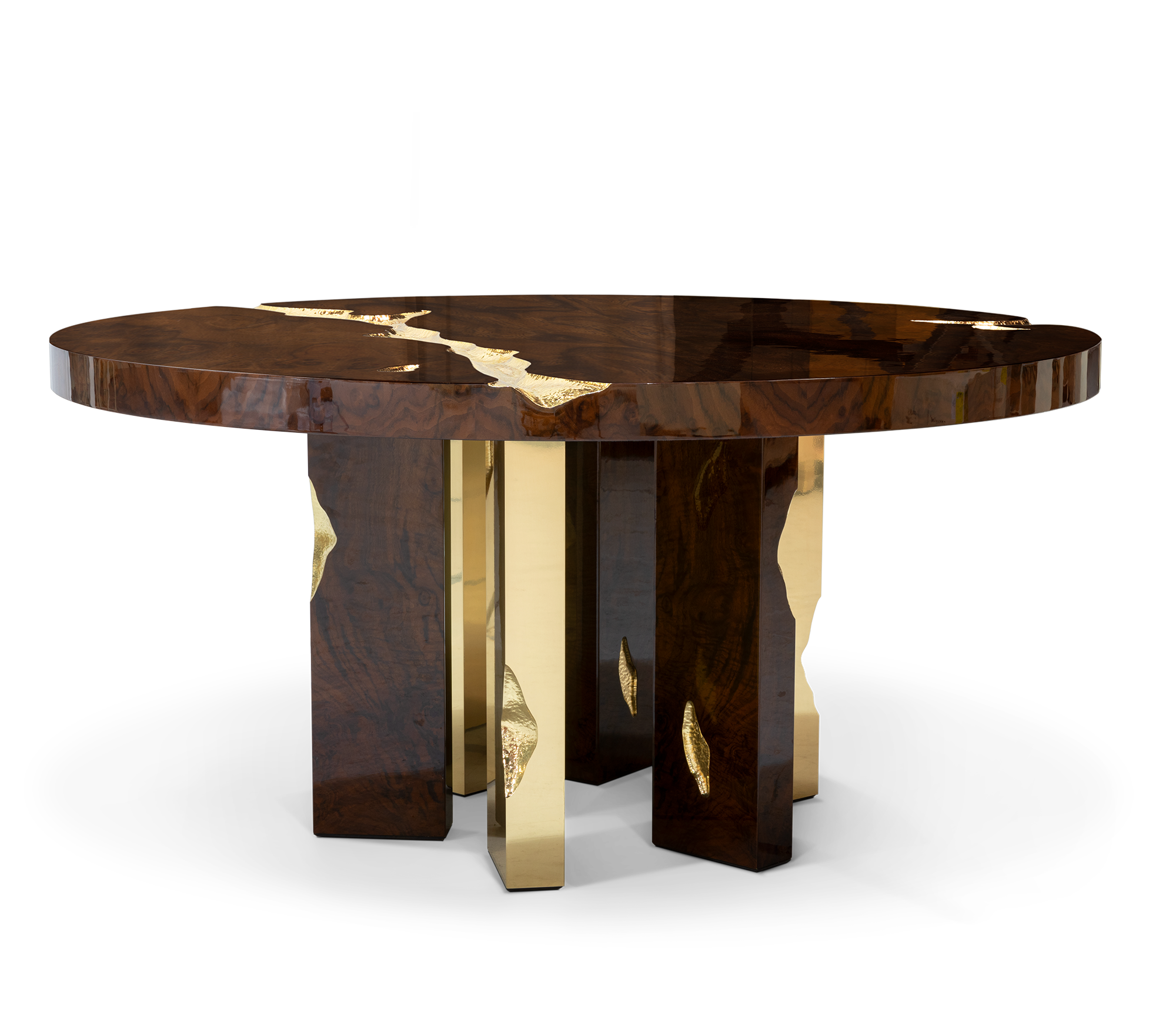 Empire Round Luxury Brass Inlay Dining Table