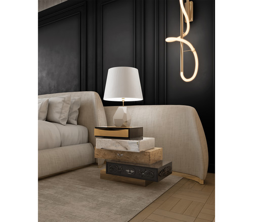 Frank Surreal Multi-Veneer Layered Luxury Nightstand