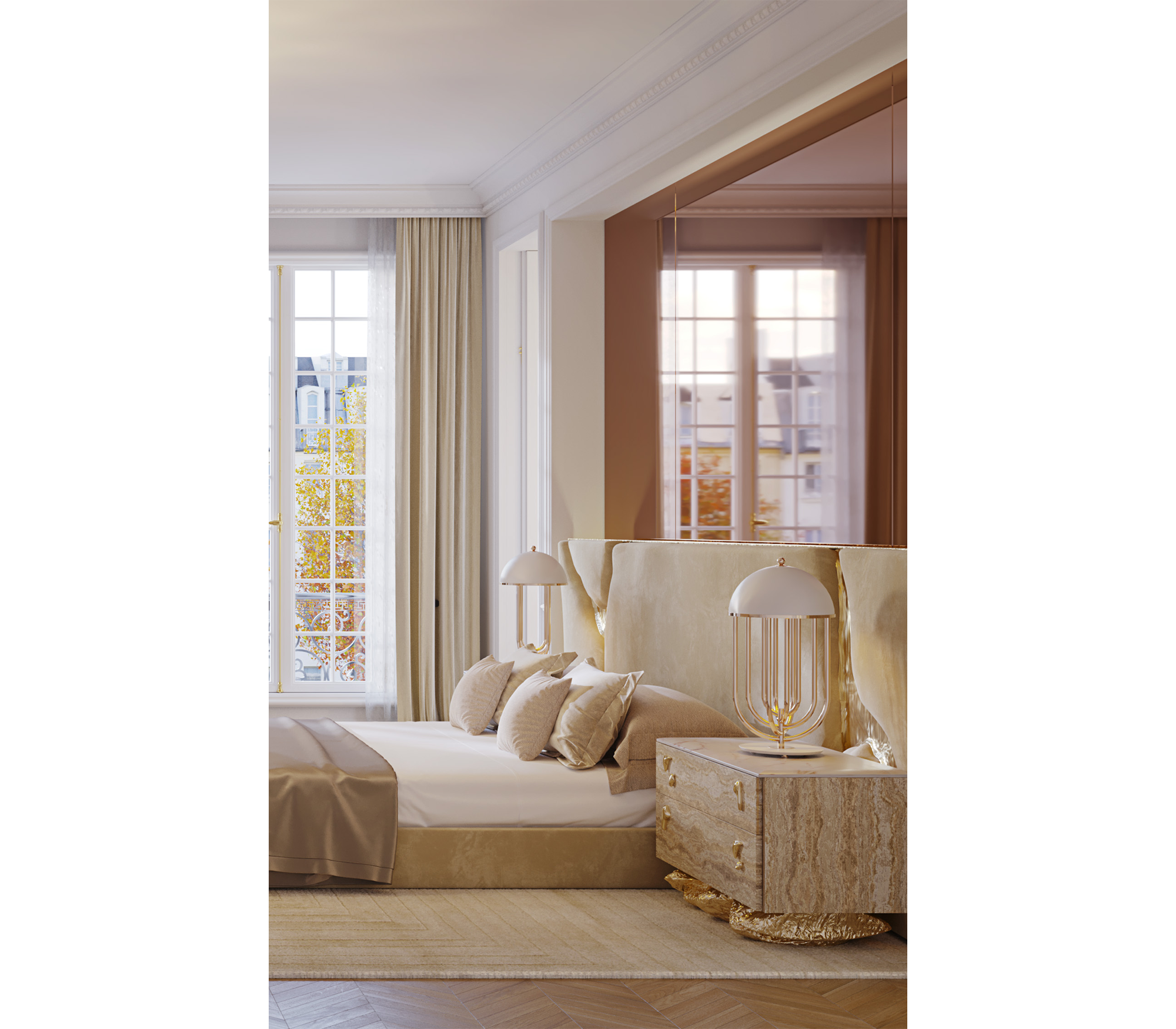 Lapiaz Kintsugi Velvet Polished Gold Luxury Headboard