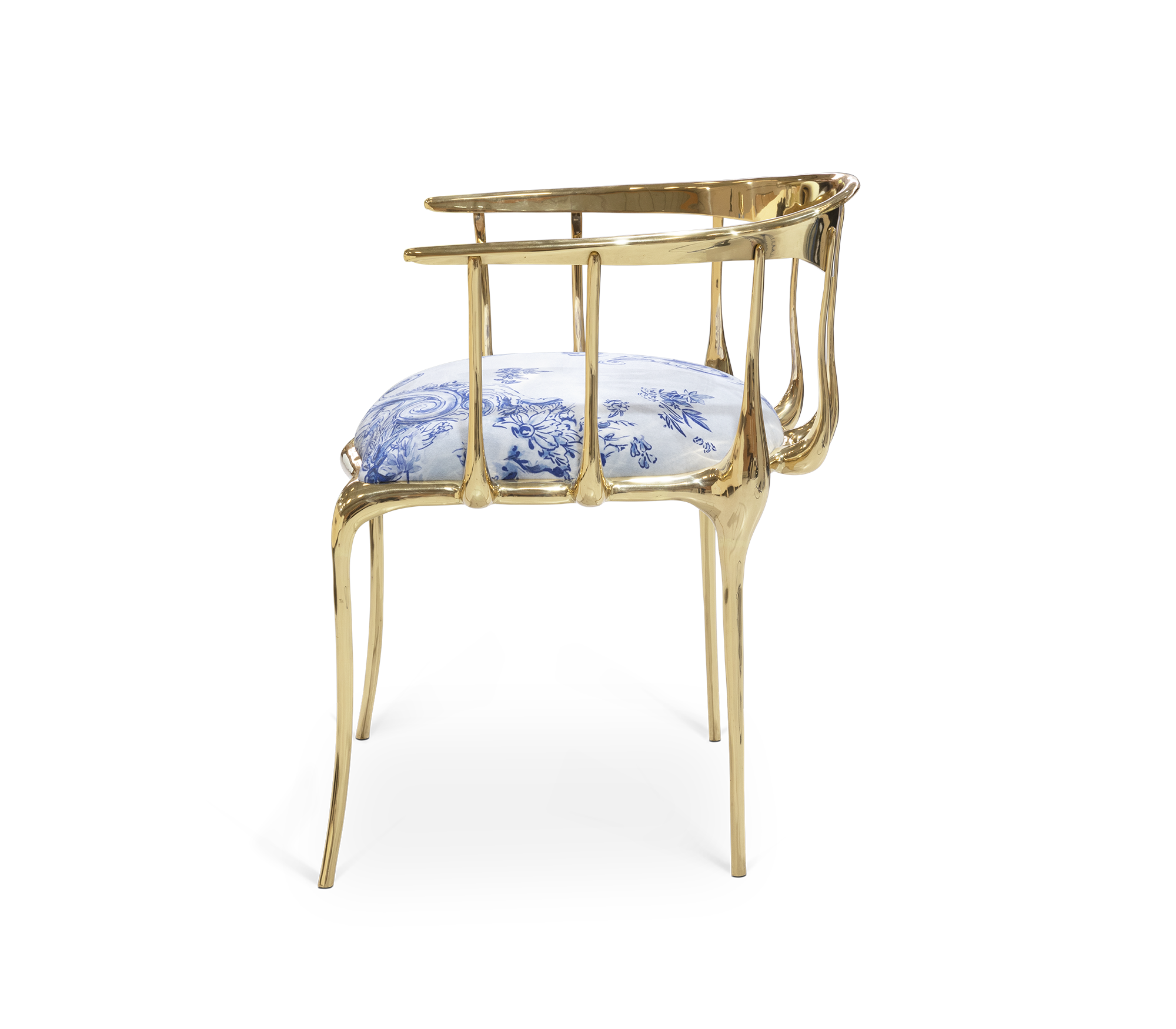 Nº 11 Azulejo Print Polished Brass Heritage Chair
