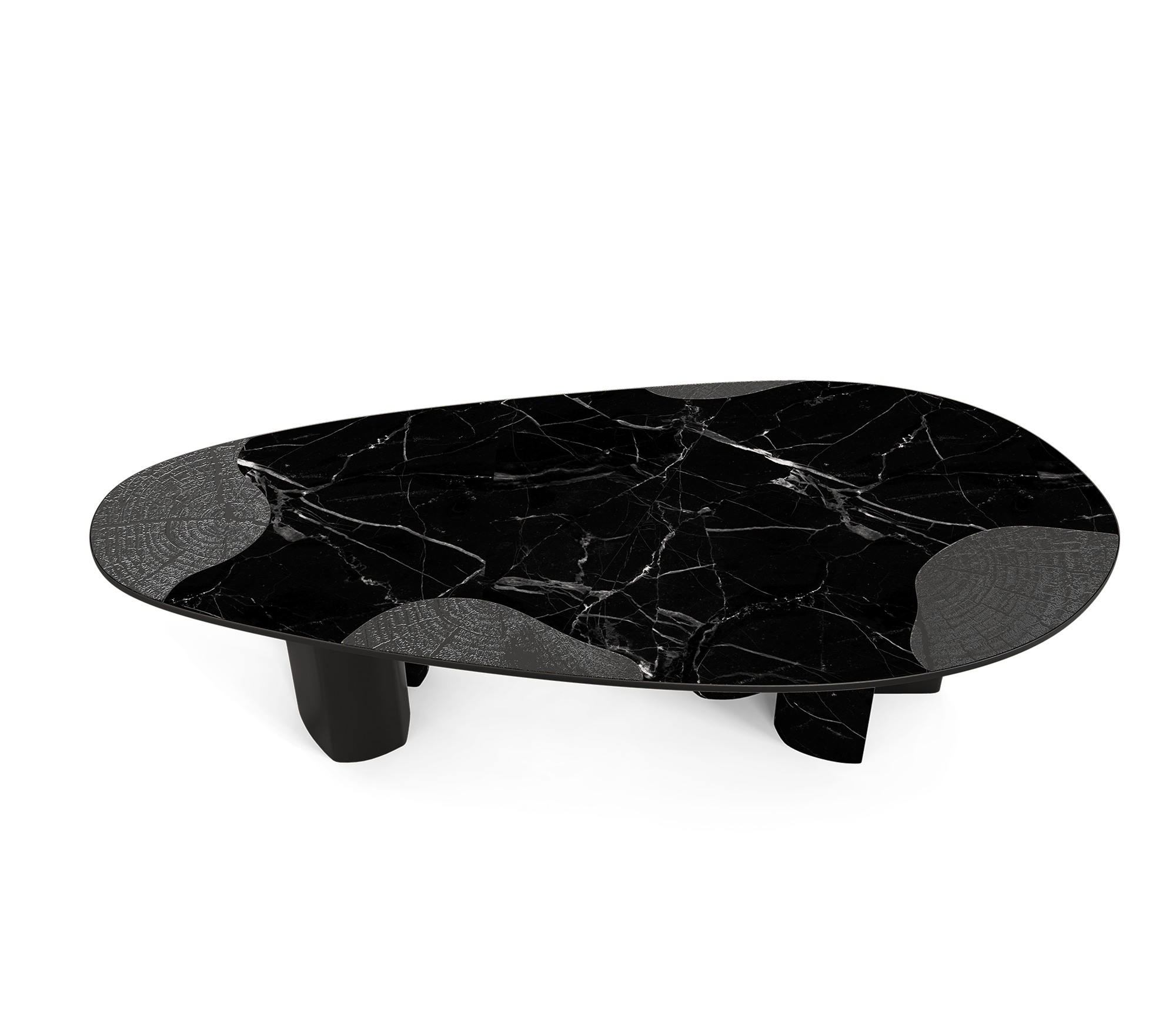 Ophelia Oval Carrara Marble & Gold Dining Table