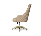 Atlas Diamond Stitch Leather Executive Office Chair with Brass Base