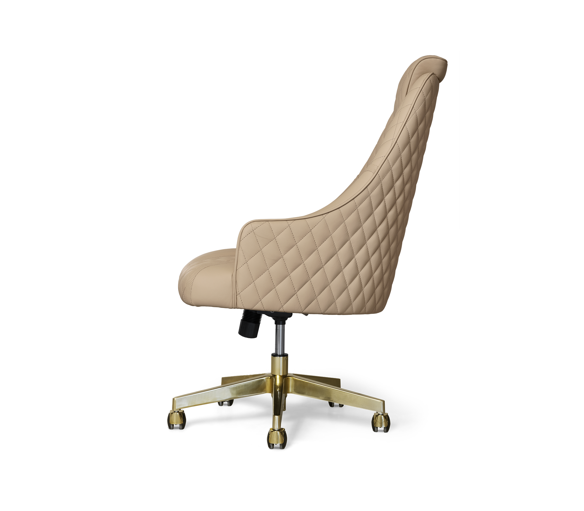 Atlas Diamond Stitch Leather Executive Office Chair with Brass Base