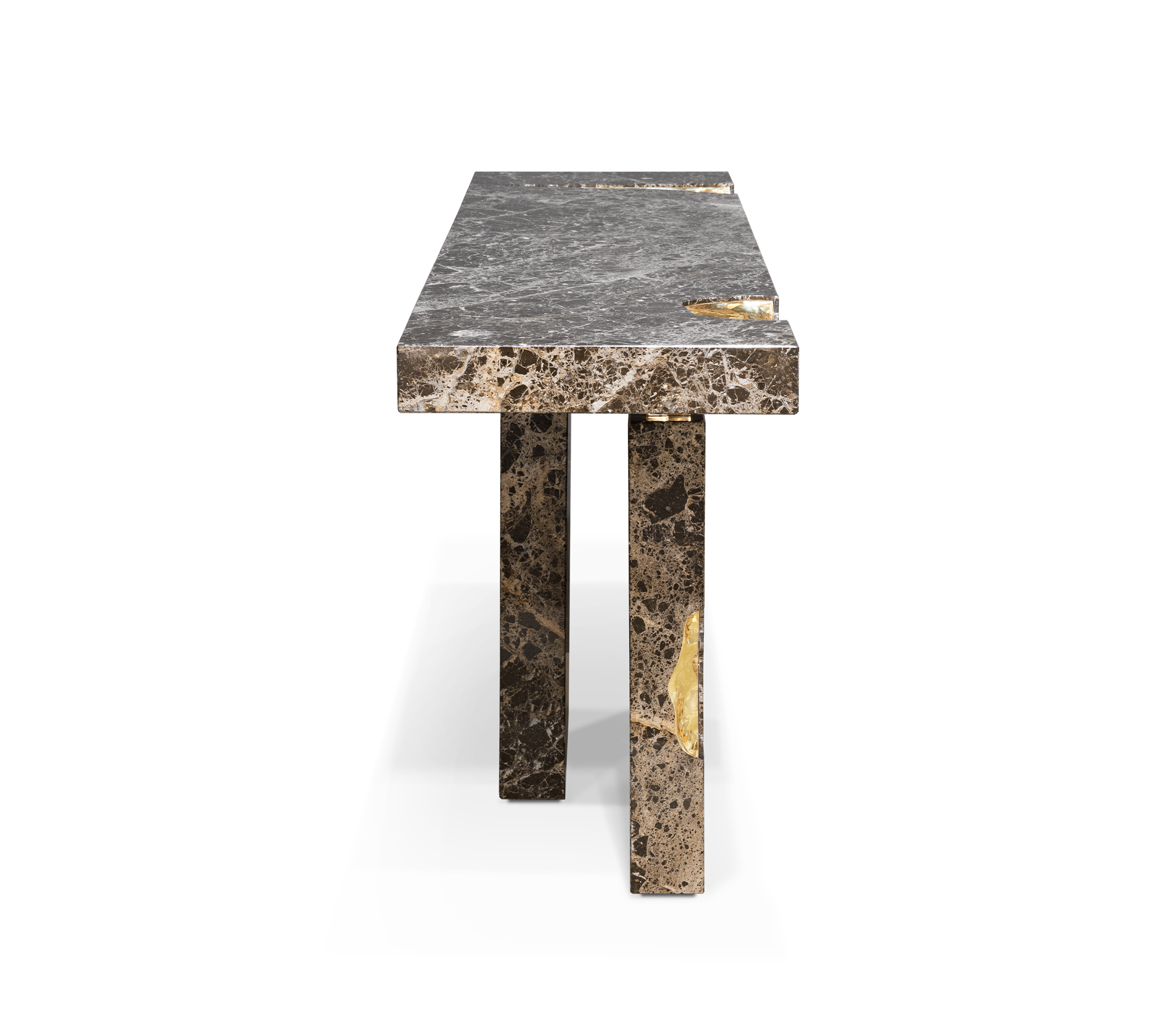 Empire Consoles Hammered Gilded Brass Entryways Cabinet Table