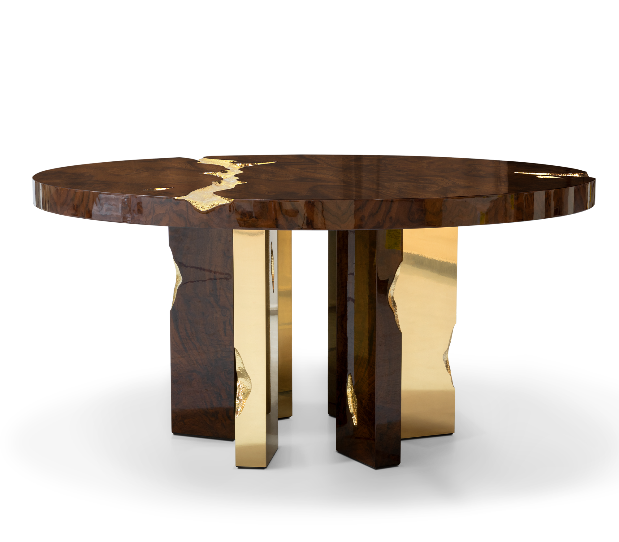 Empire Round Luxury Brass Inlay Dining Table