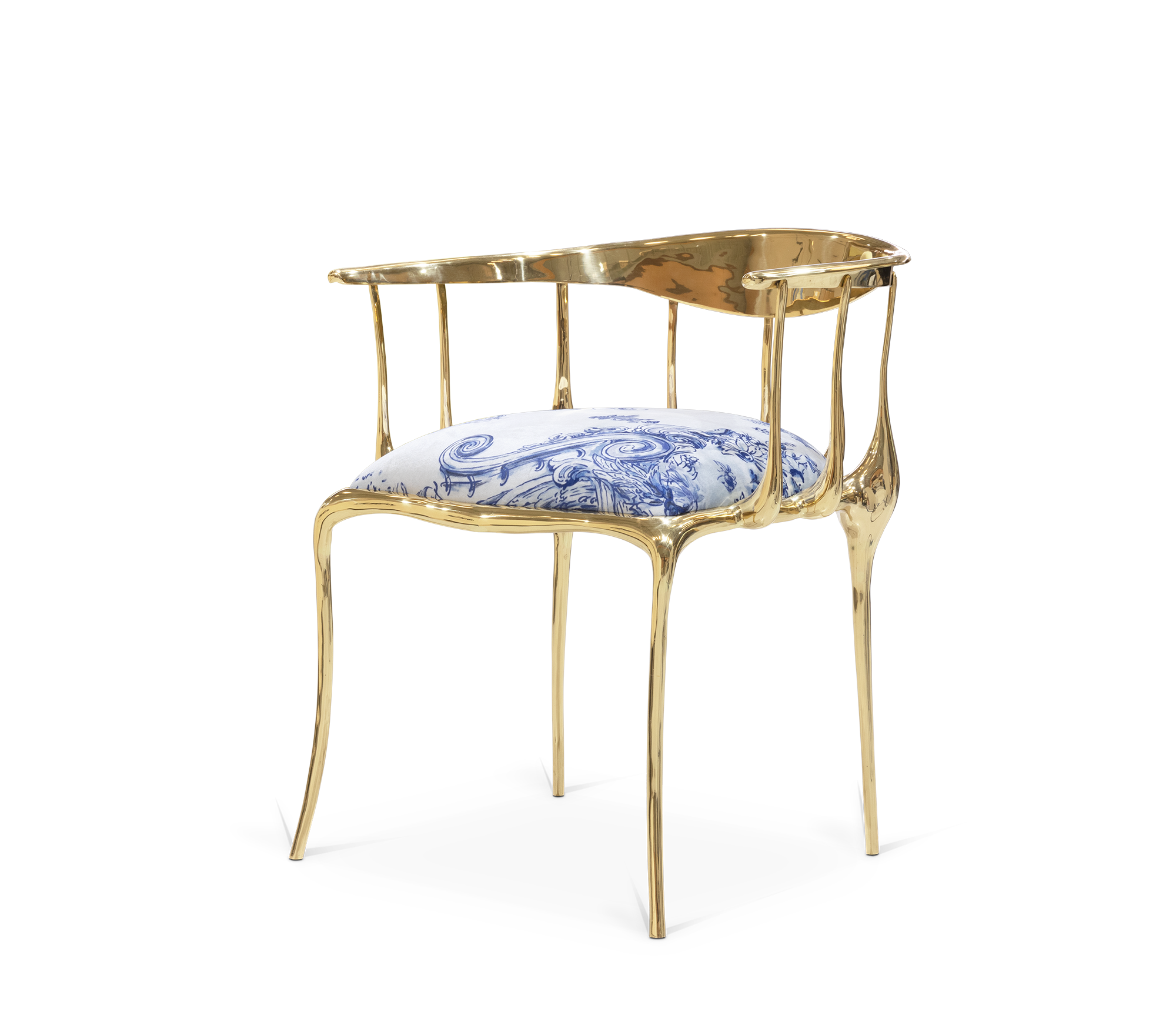 Nº 11 Azulejo Print Polished Brass Heritage Chair