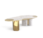 Ophelia Oval Carrara Marble & Gold Dining Table