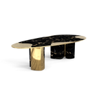 Ophelia Oval Carrara Marble & Gold Dining Table