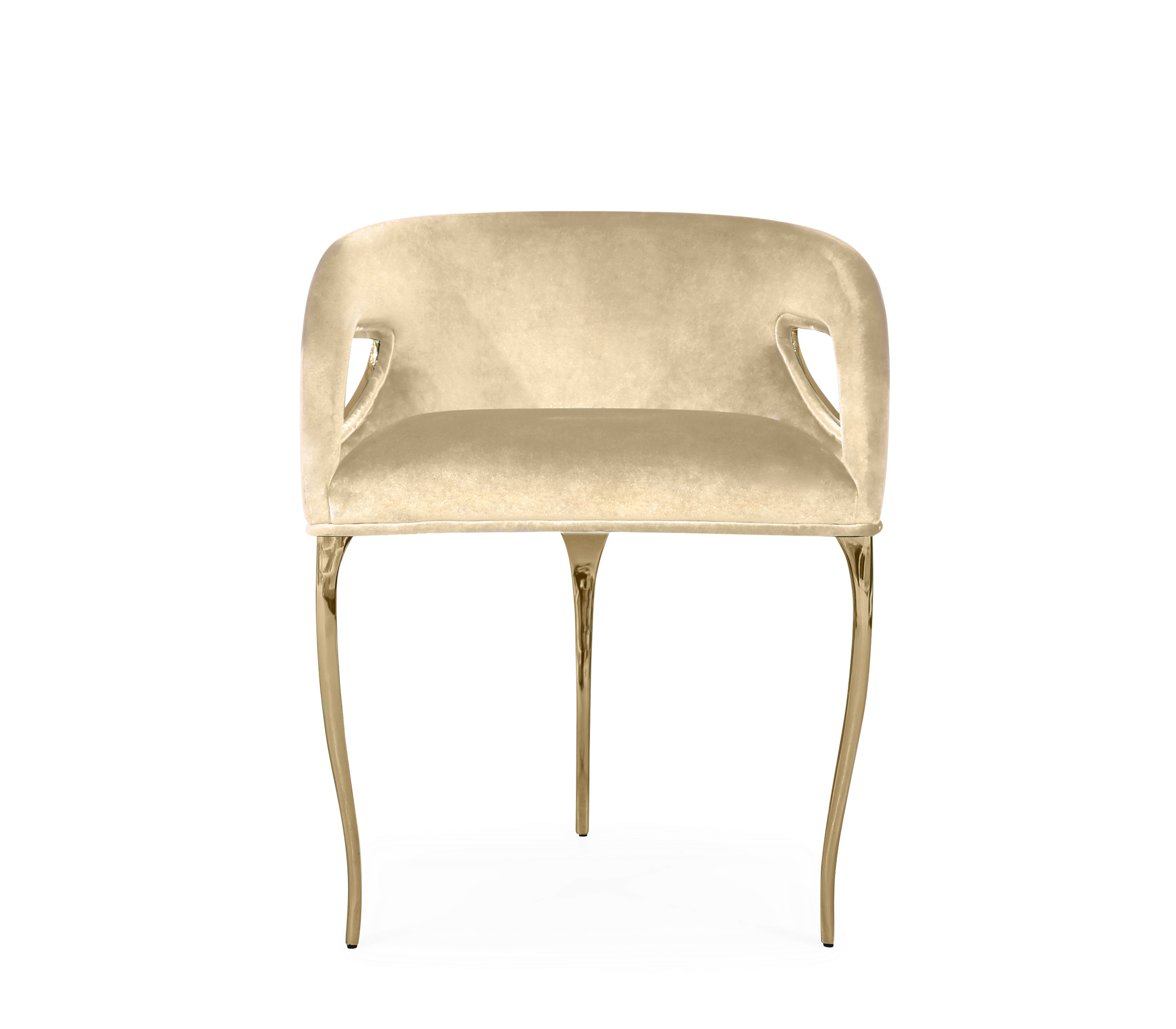Chandra Cutout Gloss Brass Velvet Chair