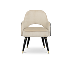 Collins with Armrest II Velvet Luxury Lacquered Dining Chair