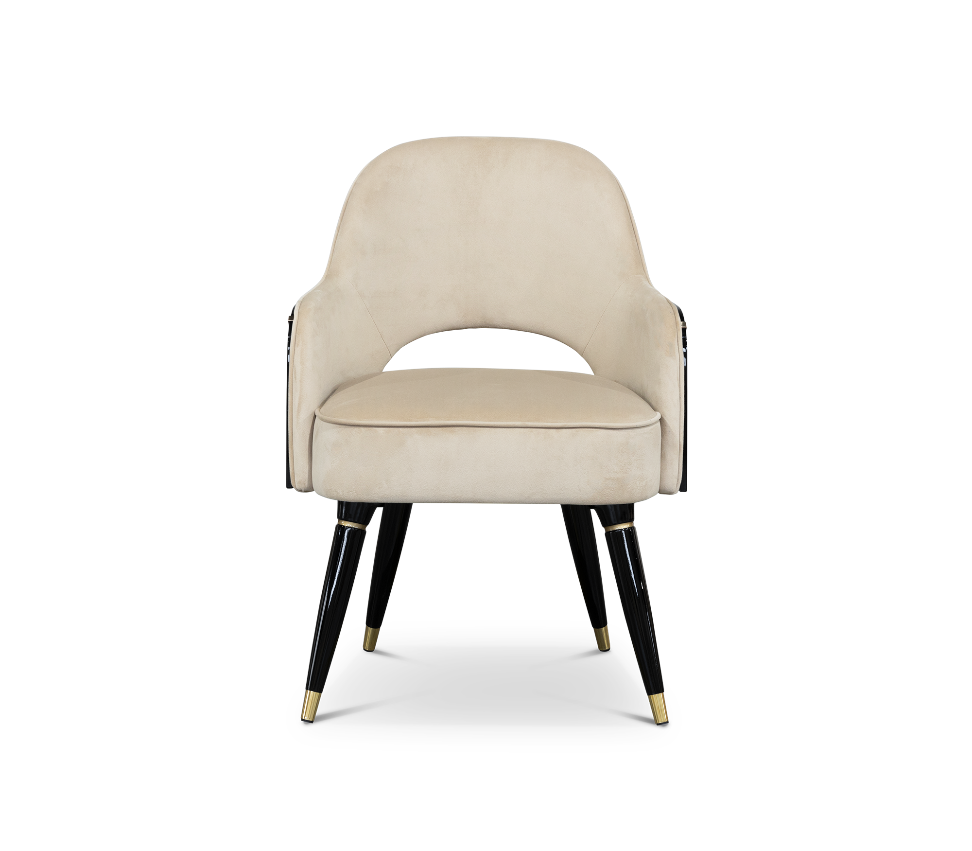 Collins with Armrest II Velvet Luxury Lacquered Dining Chair