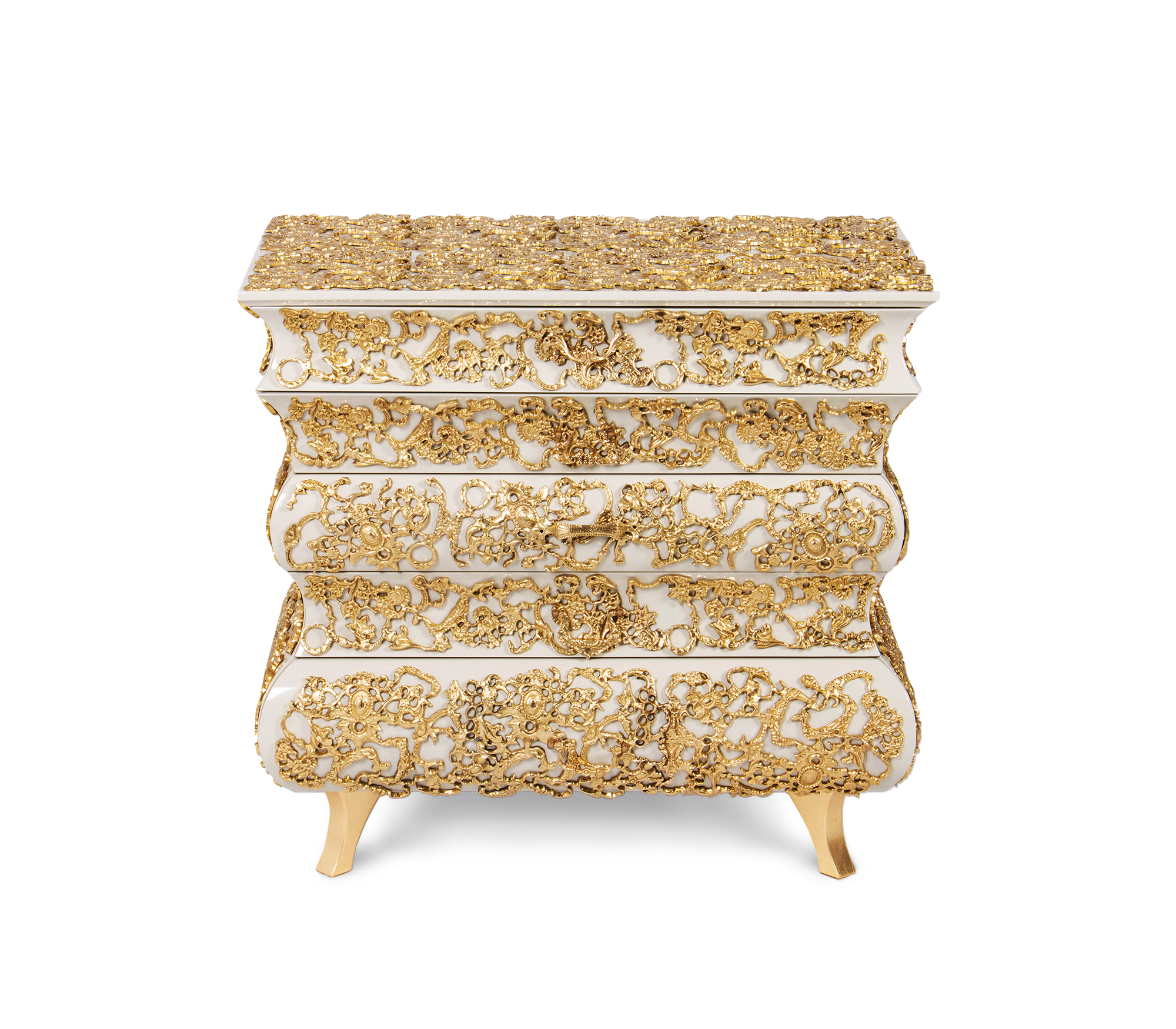 Crochet Baroque Gold Filigree Luxury Nightstand