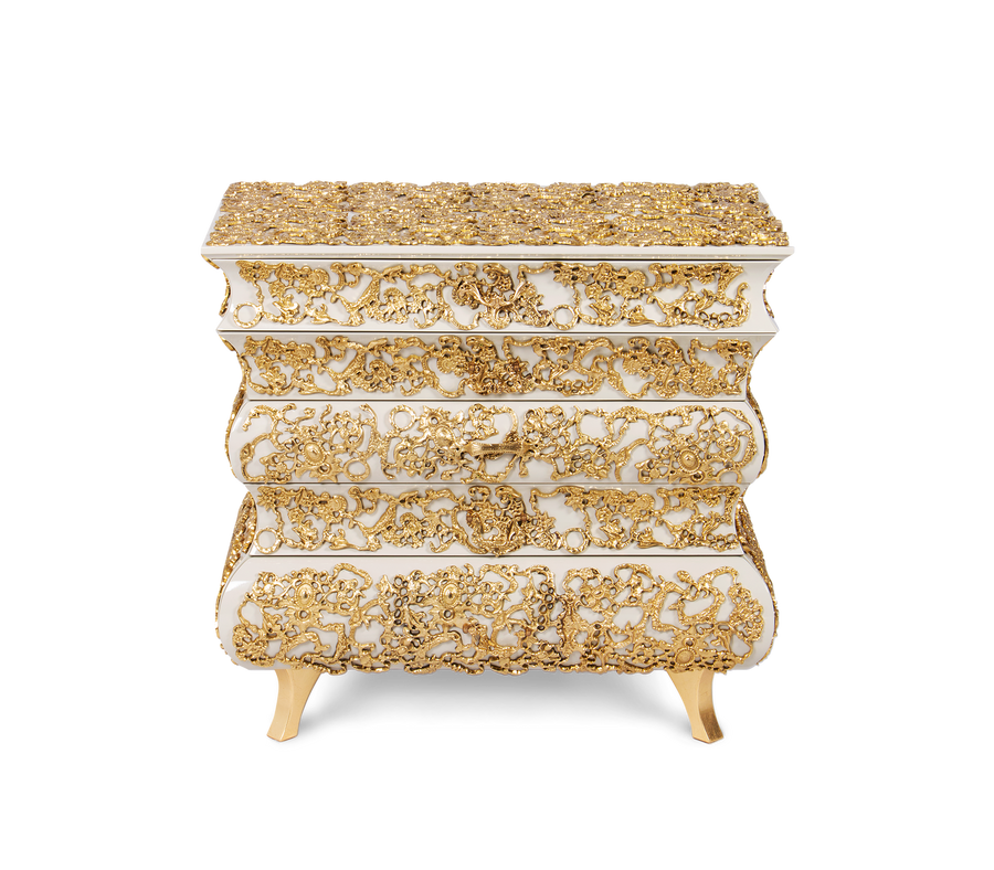 Crochet Baroque Gold Filigree Luxury Nightstand