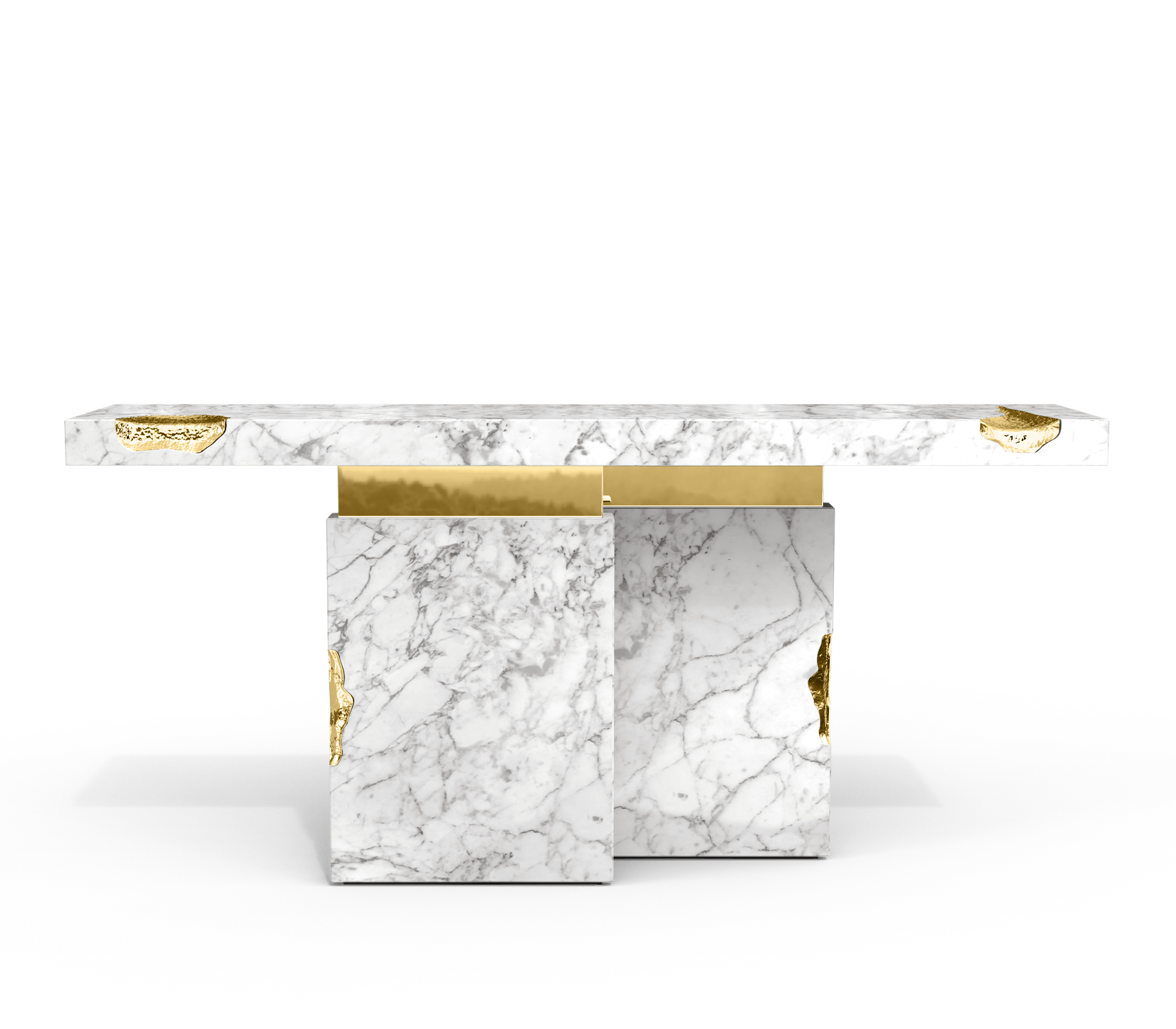 Empire Consoles Hammered Gilded Brass Entryways Cabinet Table