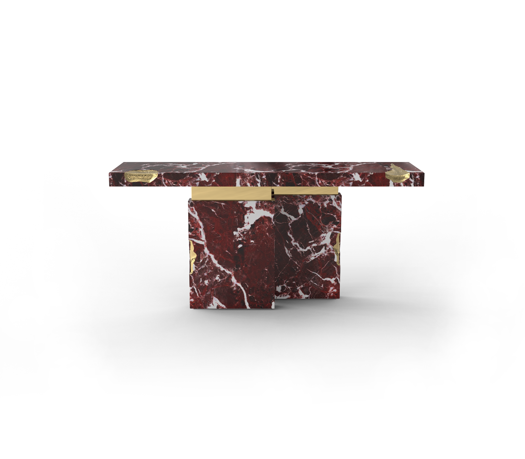 Empire Consoles Hammered Gilded Brass Entryways Cabinet Table
