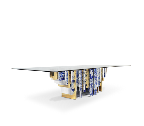 Heritage Dining Table with Azulejo-Inspired