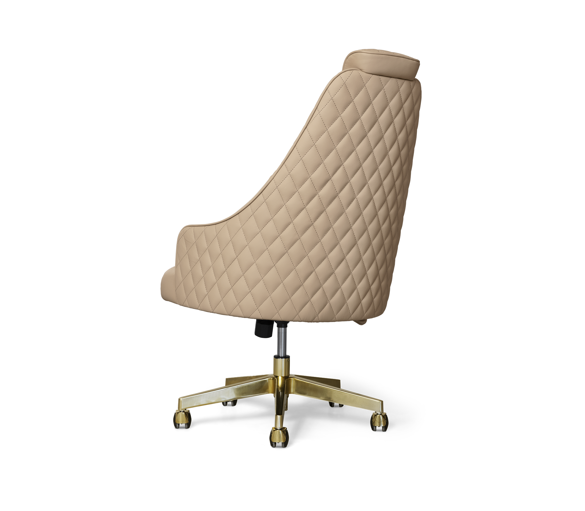Atlas Diamond Stitch Leather Executive Office Chair with Brass Base