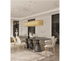 Soleil Curved Brass Modern Luxury Dining Chair