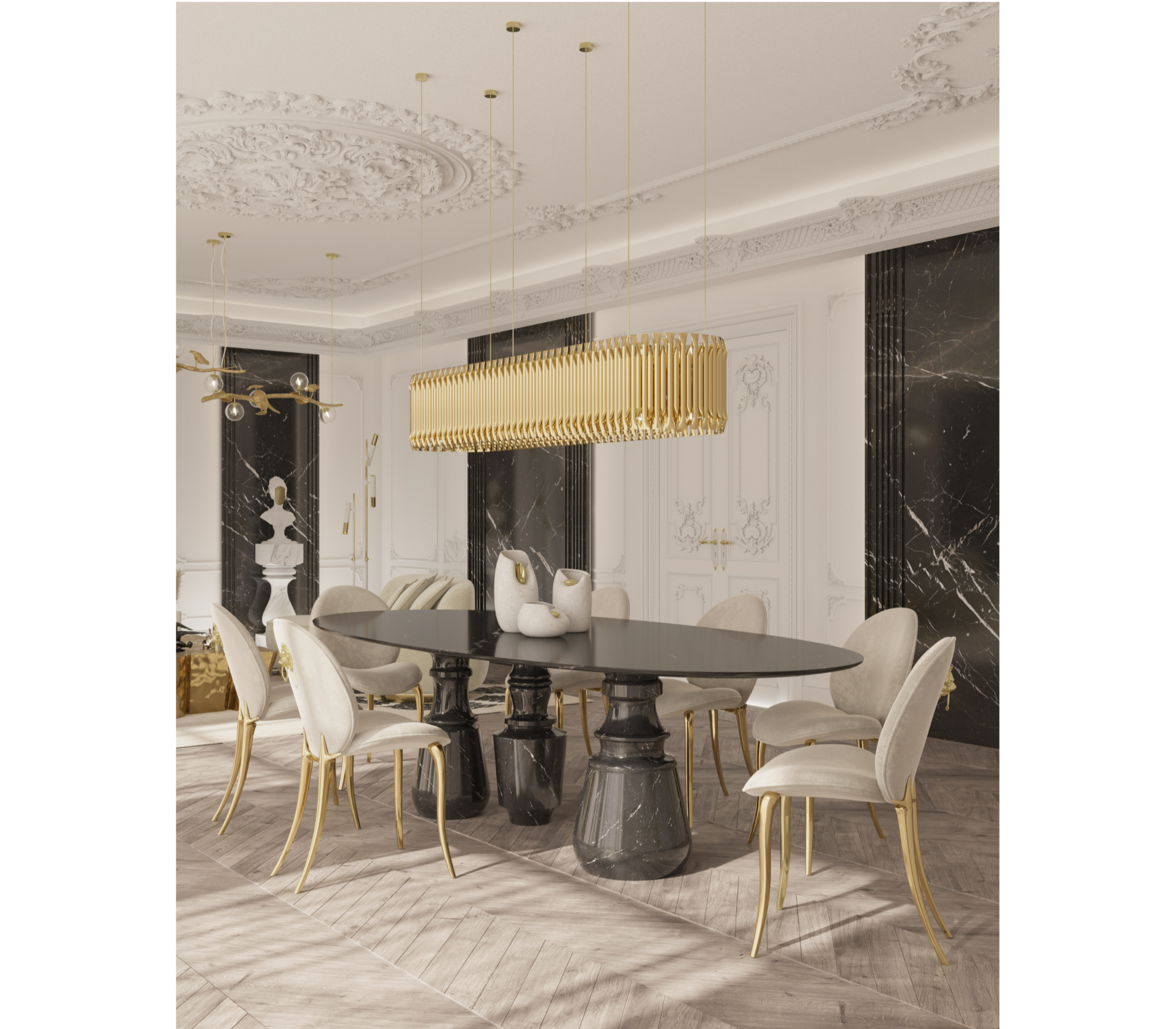 Soleil Curved Brass Modern Luxury Dining Chair