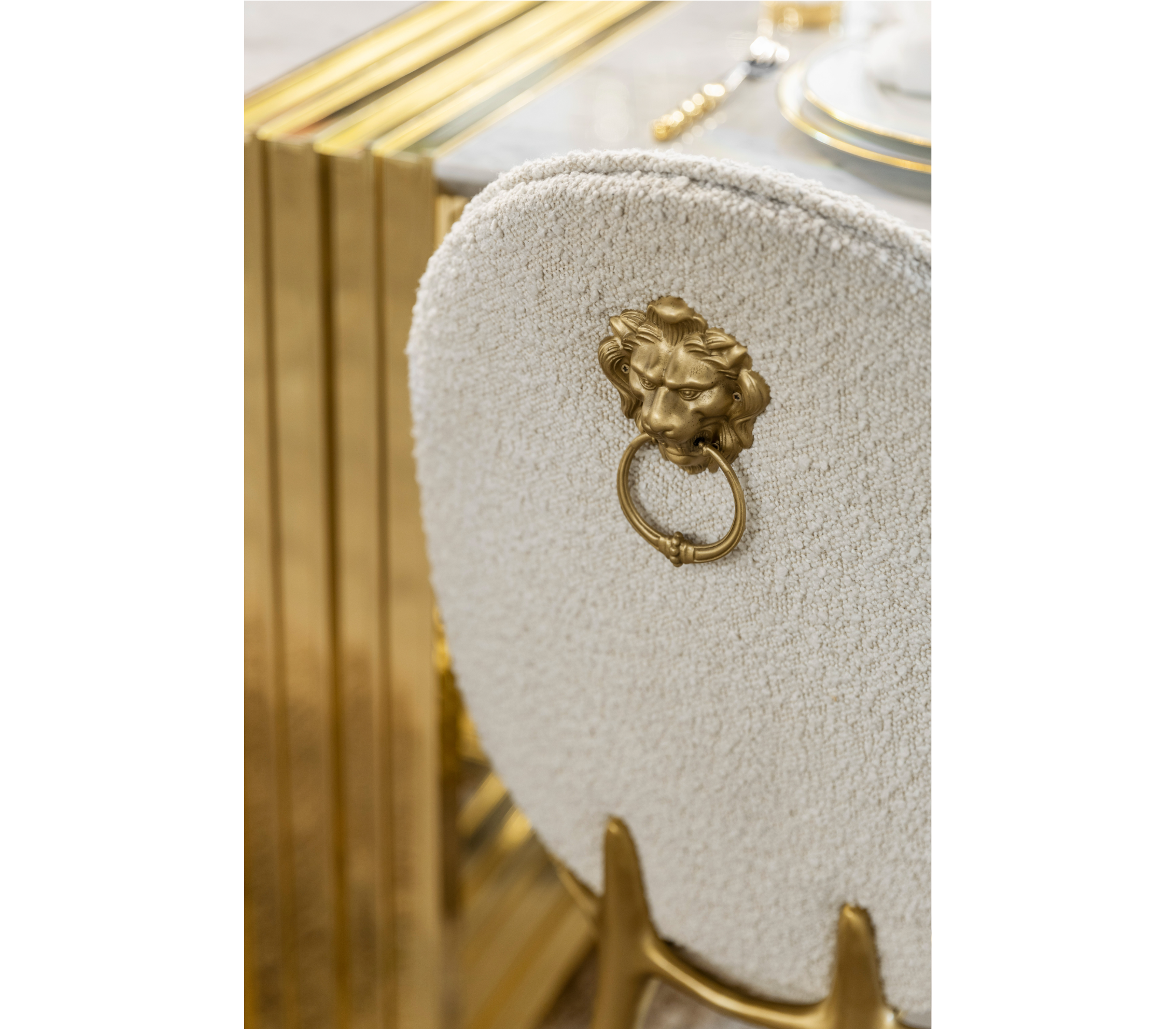 Soleil Curved Brass Modern Luxury Dining Chair