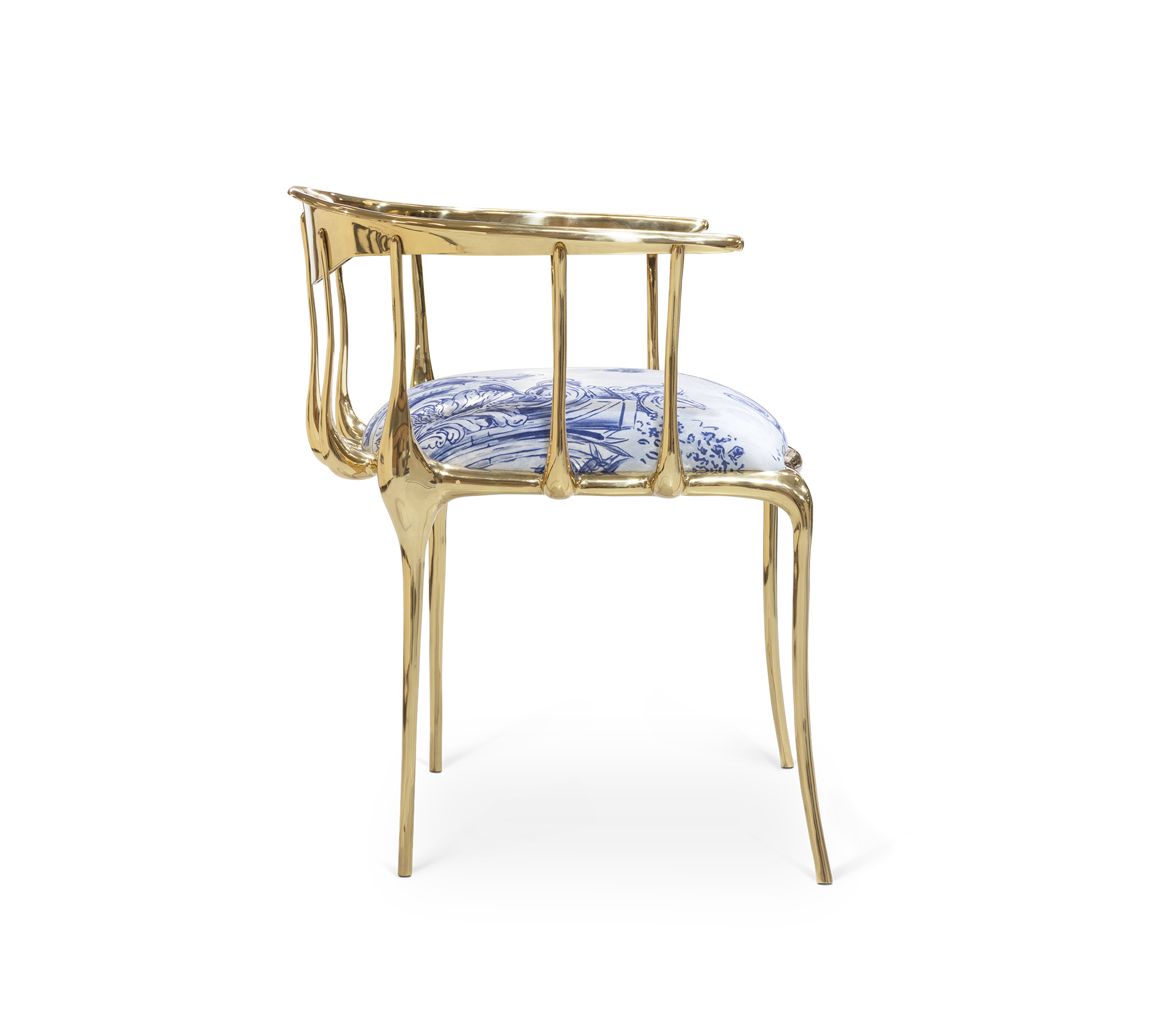 Nº 11 Azulejo Print Polished Brass Heritage Chair
