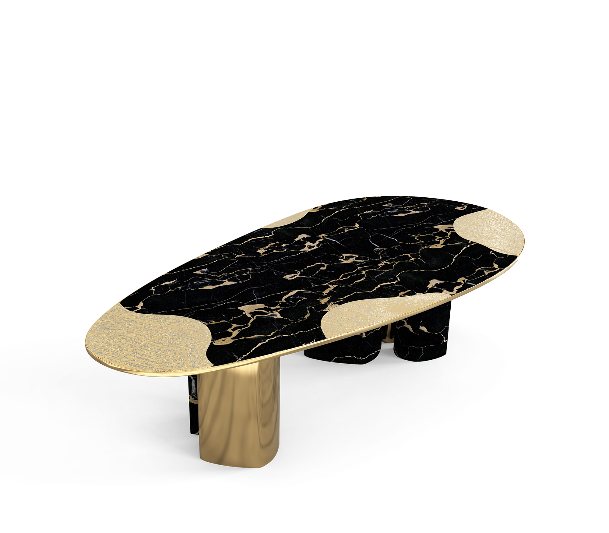 Ophelia Oval Carrara Marble & Gold Dining Table