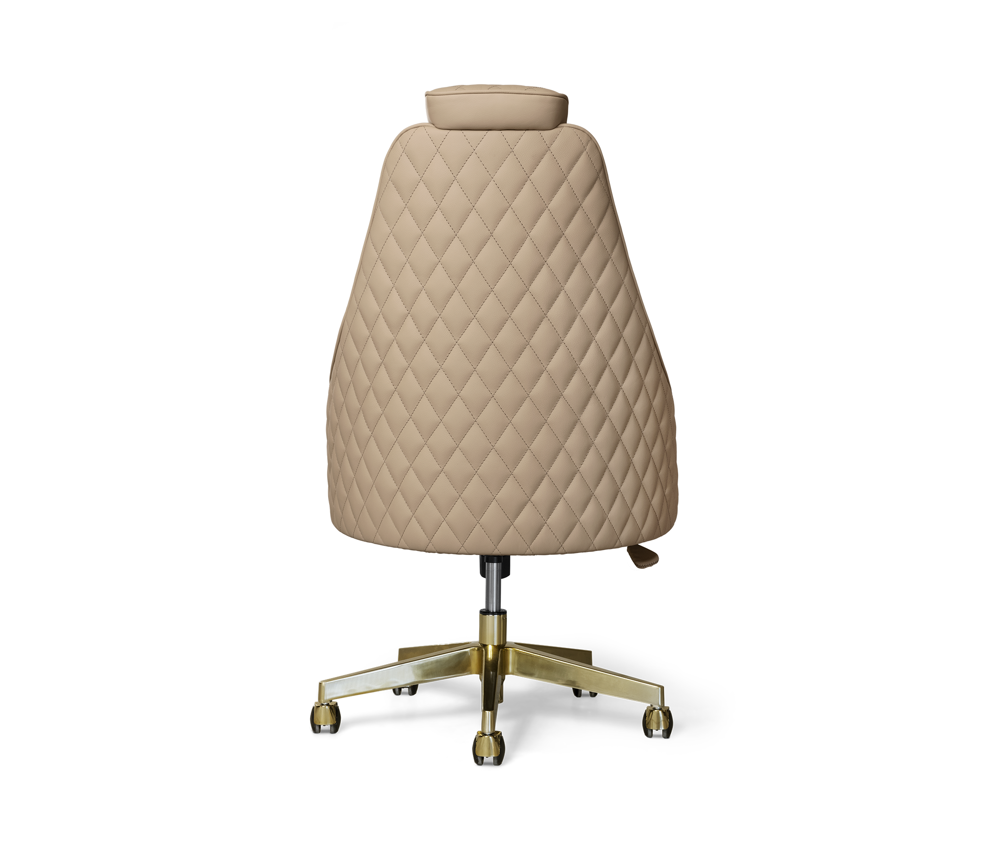 Atlas Diamond Stitch Leather Executive Office Chair with Brass Base